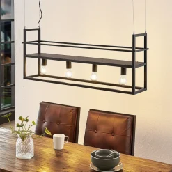 Lindby hengelampe Grisela, hylle, svart, metall, 120 cm Sale