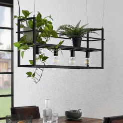 Lindby hengelampe Grisela, hylle, svart, metall, 120 cm Sale