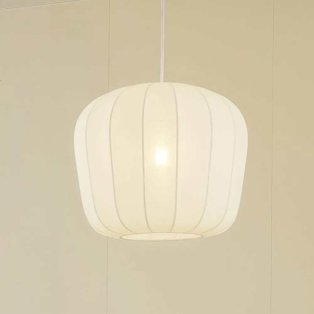Lindby hengelampe Helin, hvit, Ø 35 cm, stoff| Pendellamper