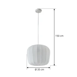 Lindby hengelampe Helin, hvit, Ø 35 cm, stoff| Pendellamper