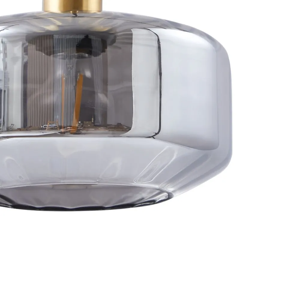 Lindby hengelampe Hildur, 1 lyskilde, Ø 22 cm, røykgrå, glass| Pendellamper