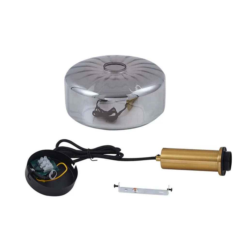 Lindby hengelampe Hildur, 1 lyskilde, Ø 22 cm, røykgrå, glass| Pendellamper