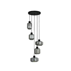 Lindby hengelampe Hildur, Ø 35 cm, røykgrå, glass, E27| Pendellamper