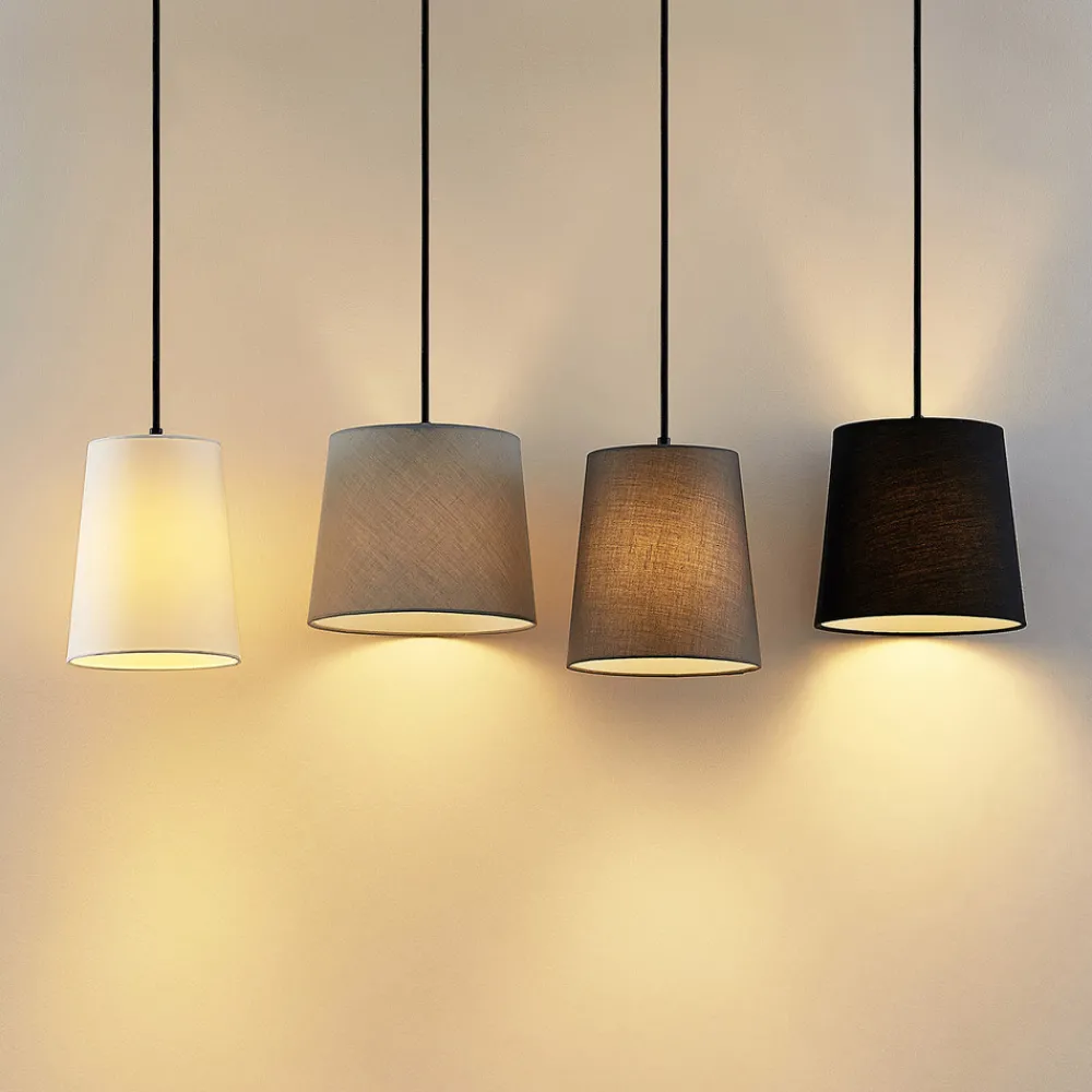 Lindby hengelampe Hinai, svart/grå/hvit, tekstil, 116 cm Hot