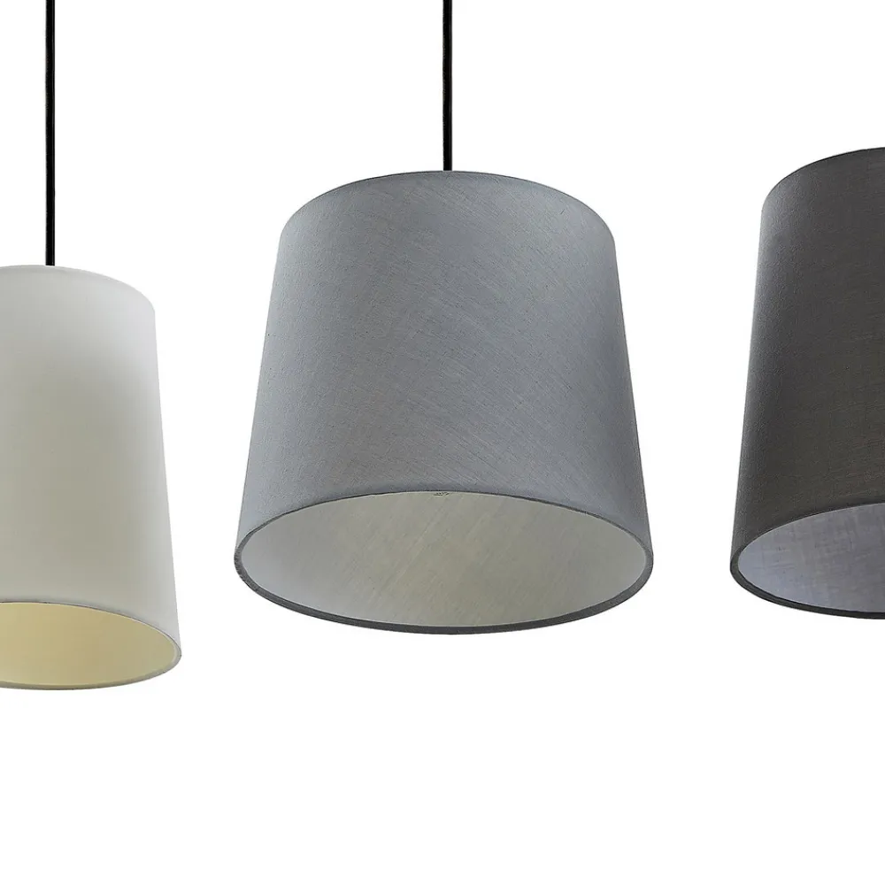 Lindby hengelampe Hinai, svart/grå/hvit, tekstil, 116 cm Hot