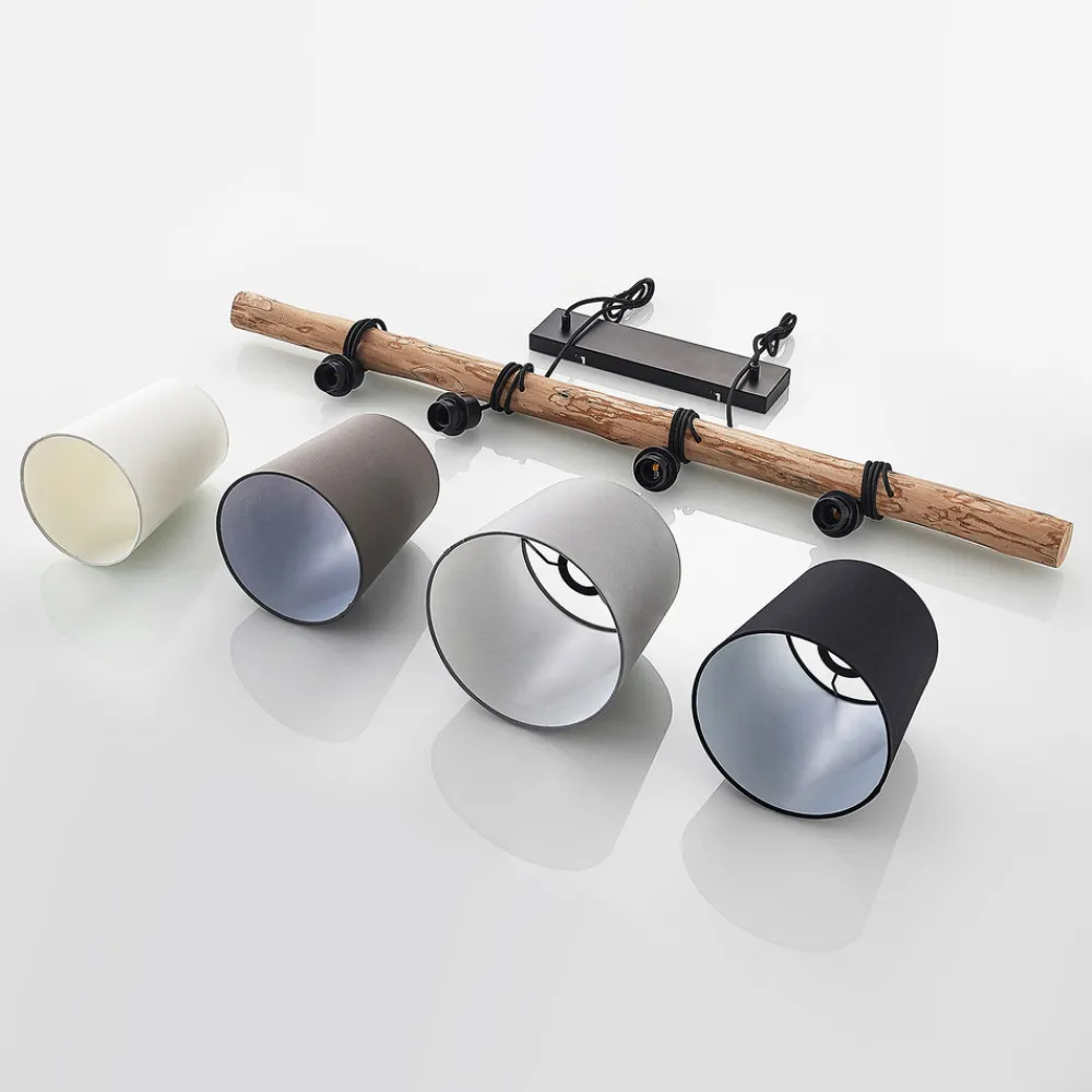 Lindby hengelampe Hinai, svart/grå/hvit, tekstil, 116 cm Hot