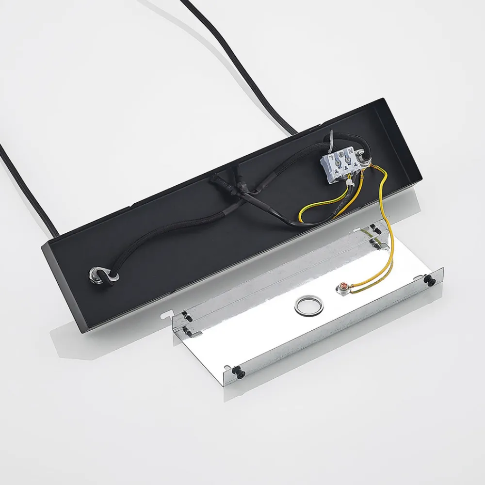 Lindby hengelampe Hinai, svart/grå/hvit, tekstil, 116 cm Hot