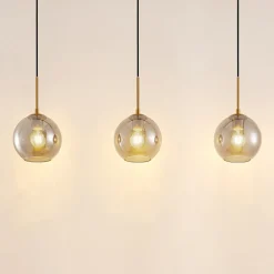 Lindby hengelampe Hiwana, røykgrå, glass, 3 lyskilder Online