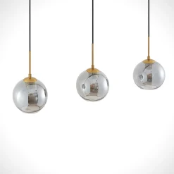 Lindby hengelampe Hiwana, røykgrå, glass, 3 lyskilder Online