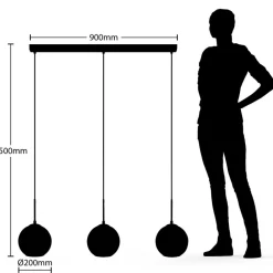 Lindby hengelampe Hiwana, røykgrå, glass, 3 lyskilder Online