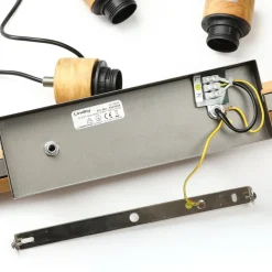 Lindby hengelampe Holgar, grå, 3 lyskilder, tre, metall, E27| Pendellamper