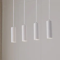 Lindby hengelampe Joffrey, 76 cm, hvit, 4 lyskilder, GU10