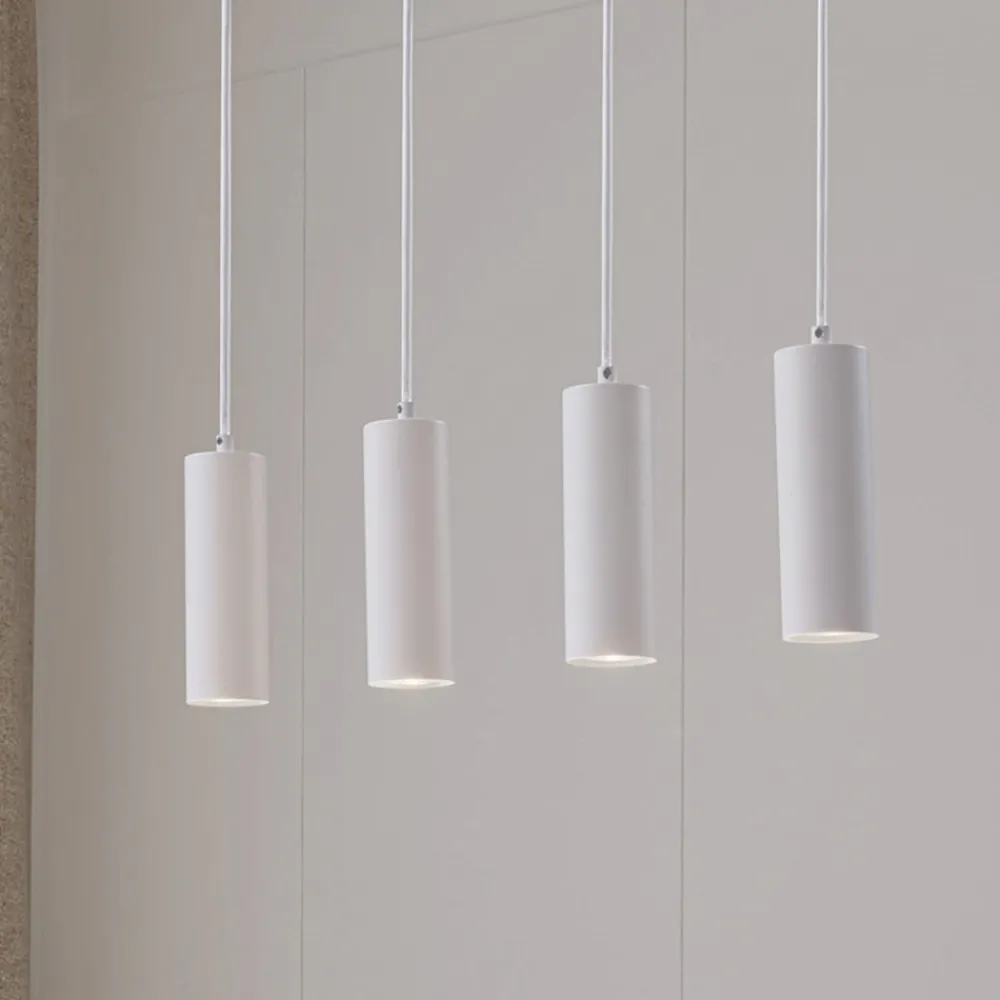 Lindby hengelampe Joffrey, 76 cm, hvit, 4 lyskilder, GU10