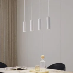 Lindby hengelampe Joffrey, 76 cm, hvit, 4 lyskilder, GU10