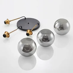 Lindby hengelampe Jurian, 32 cm, 3 lyskilder, bronse, røyk, glass| Pendellamper