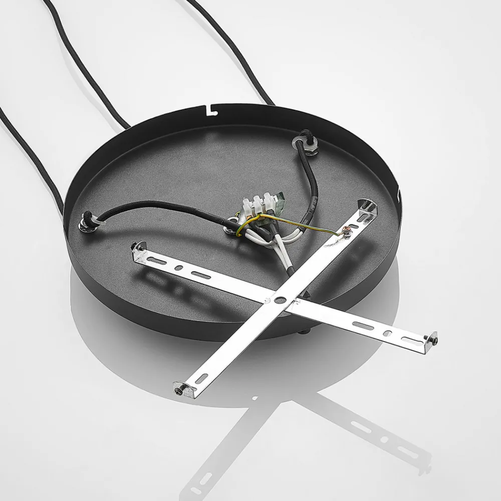 Lindby hengelampe Jurian, 32 cm, 3 lyskilder, svart/røyk, glass Best