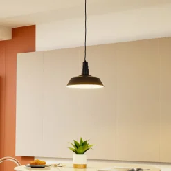 Lindby hengelampe Laylan, svart/hvit, Ø 36 cm, metall Discount