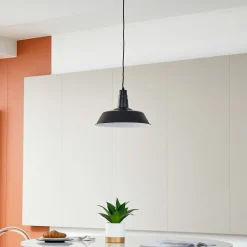 Lindby hengelampe Laylan, svart/hvit, Ø 36 cm, metall Discount