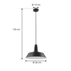 Lindby hengelampe Laylan, svart/hvit, Ø 36 cm, metall Discount