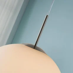 Lindby hengelampe Marike, Ø 40 cm, hvit, glass, kuppel, E27 New