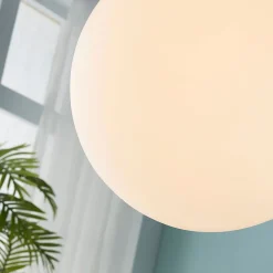 Lindby hengelampe Marike, Ø 30 cm, hvit, glass, kuppel, E27| Pendellamper