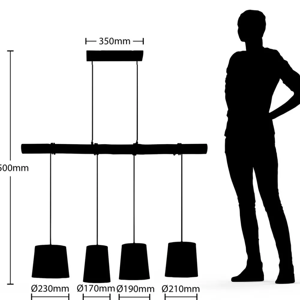 Lindby hengelampe Moscow , fargerik, tekstil, tre, E27, 116 cm Hot