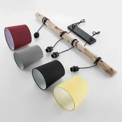 Lindby hengelampe Moscow , fargerik, tekstil, tre, E27, 116 cm Hot