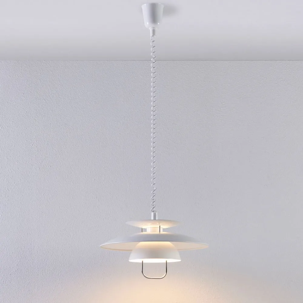 Lindby hengelampe Nadija, hvit, 43 cm, høydejusterbar, E27| Pendellamper