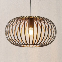 Lindby hengelampe Nahele, brun, metall, Ø 40 cm, E27 New