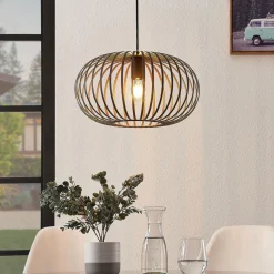 Lindby hengelampe Nahele, brun, metall, Ø 40 cm, E27 New