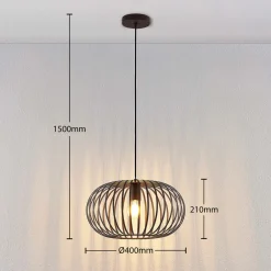 Lindby hengelampe Nahele, brun, metall, Ø 40 cm, E27 New