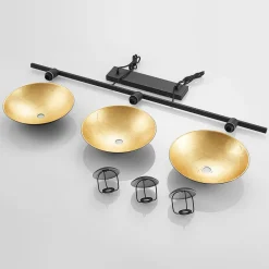 Lindby hengelampe Narisara, 118 cm, E14, 3 lyskilder, svart-gull