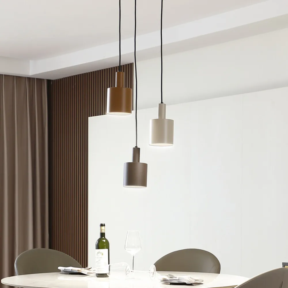 Lindby hengelampe Ovelia, brun/kaffe/beige, 3 lyskilder, E27 Outlet