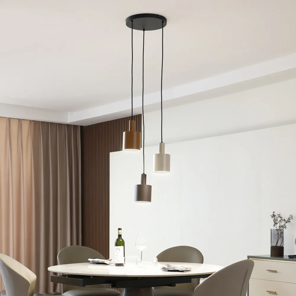 Lindby hengelampe Ovelia, brun/kaffe/beige, 3 lyskilder, E27 Outlet