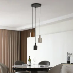 Lindby hengelampe Ovelia, brun/kaffe/beige, 3 lyskilder, E27 Outlet