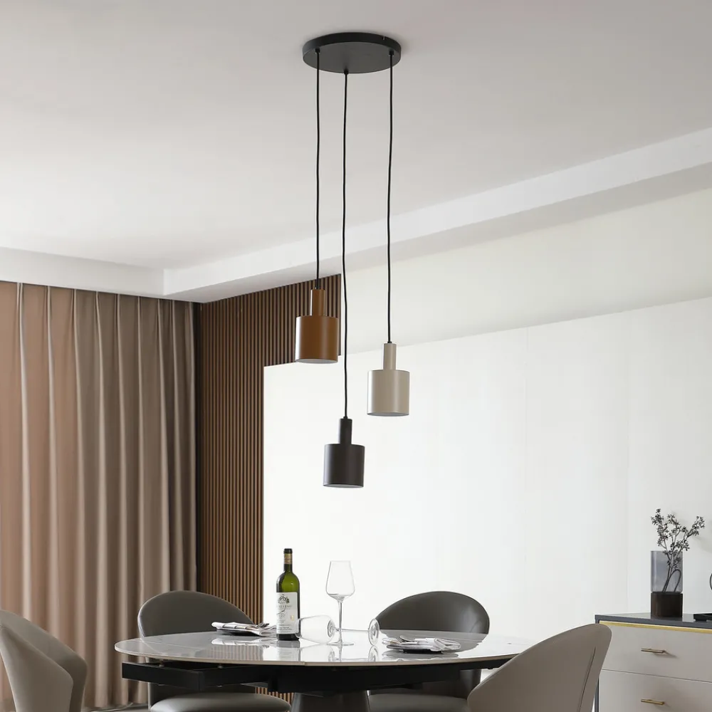 Lindby hengelampe Ovelia, brun/kaffe/beige, 3 lyskilder, E27 Outlet