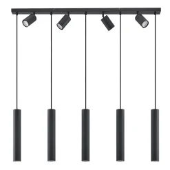 Lindby hengelampe Sanad, 116 cm, 9 lyskilder, svart, GU10 New