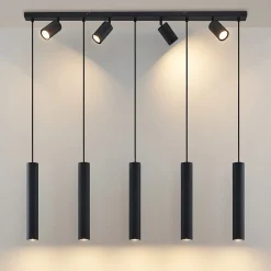 Lindby hengelampe Sanad, 116 cm, 9 lyskilder, svart, GU10 New