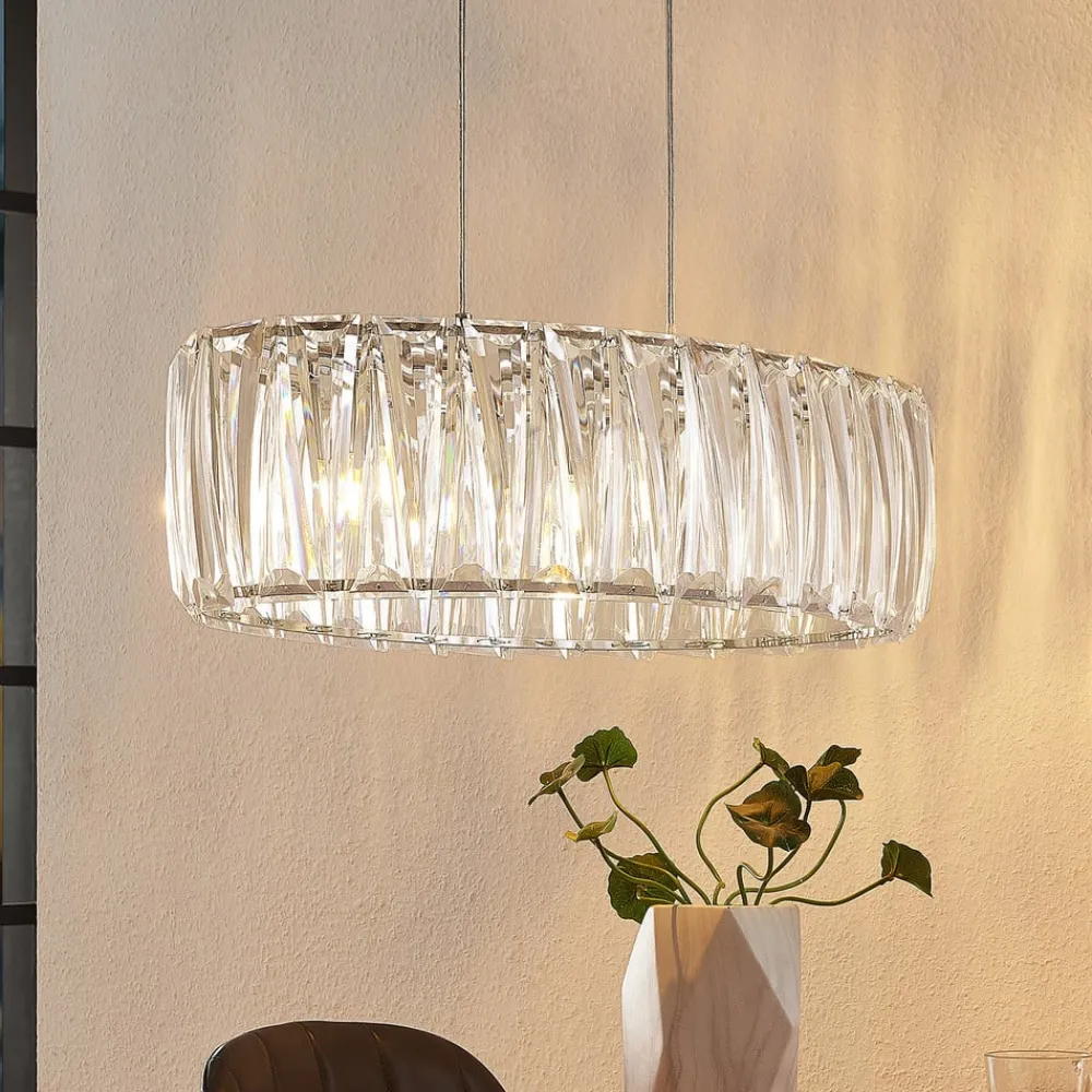 Lindby hengelampe Sofia, 68 cm, 3 lyskilder, E14, krom/klar| Pendellamper