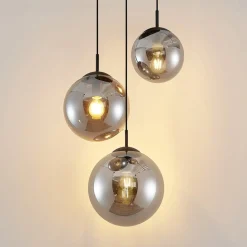 Lindby hengelampe Teeja, smoke, 3 lyskilder, Ø52cm, glass, E27| Design- Og Hotellbelysning|Pendellamper
