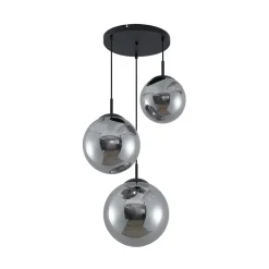 Lindby hengelampe Teeja, smoke, 3 lyskilder, Ø52cm, glass, E27| Design- Og Hotellbelysning|Pendellamper