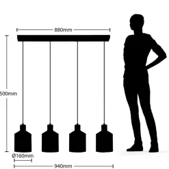 Lindby hengelampe Tirane, fargerik, metall, lengde 94 cm, E27| Pendellamper