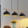 Lindby hengelampe Tirzana, 3 lyskilder, svart, metall, tre Sale