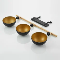 Lindby hengelampe Tirzana, 3 lyskilder, svart, metall, tre Sale