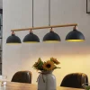 Lindby hengelampe Tirzana, 4 lyskilder, svart, metall, tre| Pendellamper