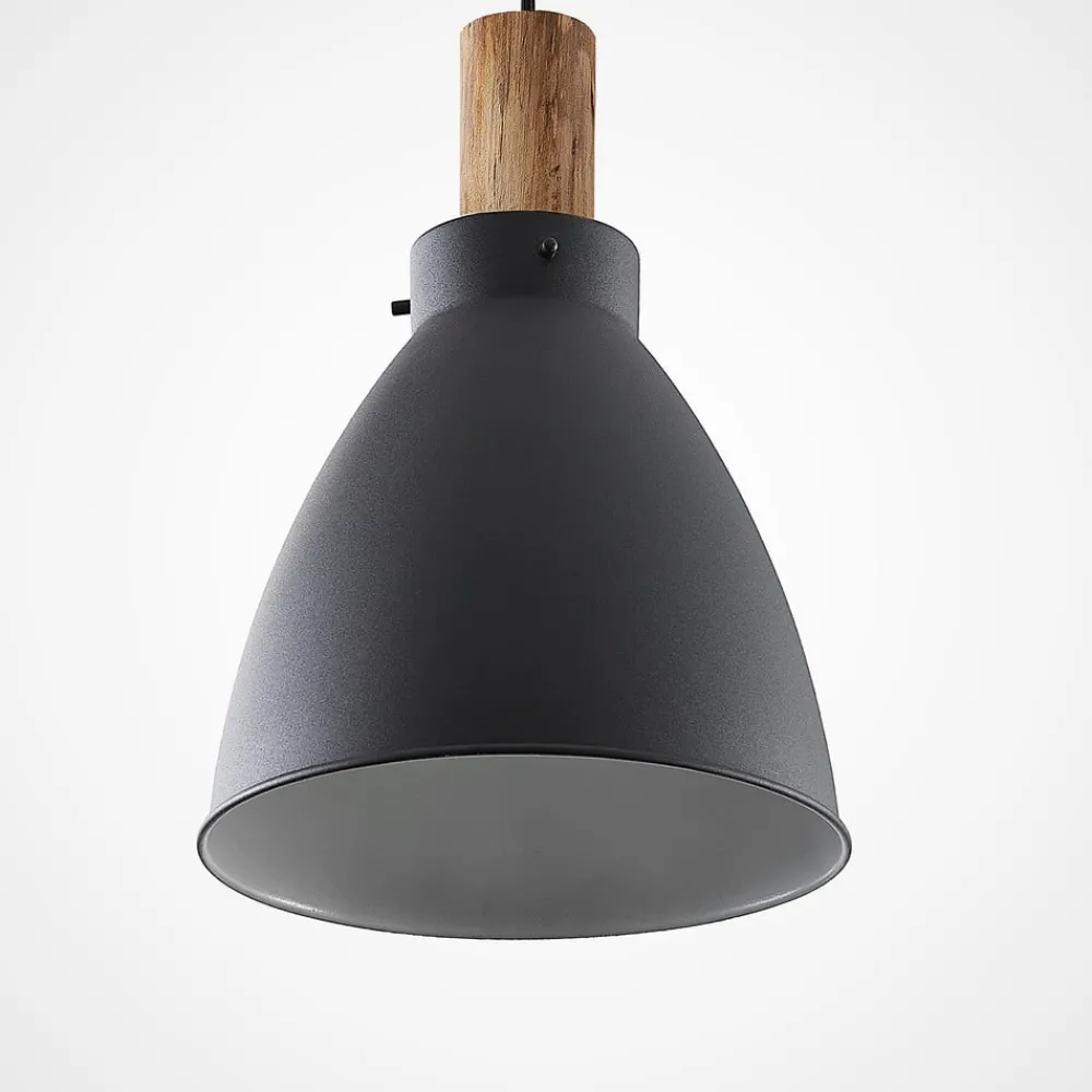 Lindby hengelampe Trebale, E27, Ø 28 cm, svart, tre| Pendellamper