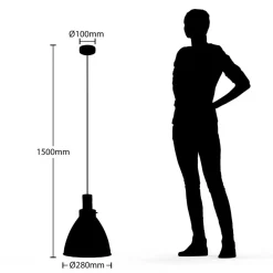Lindby hengelampe Trebale, E27, Ø 28 cm, svart, tre| Pendellamper