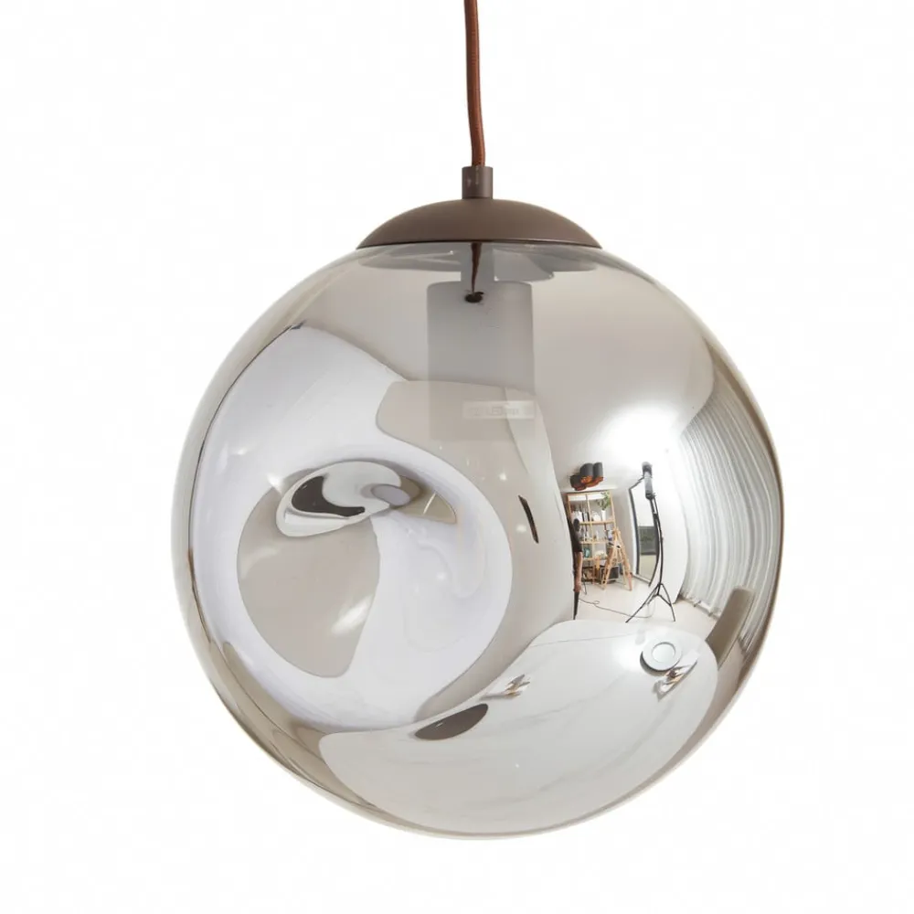 Lindby hengelampe Valentina, E27, Ø 49 cm, røykgrå, glass| Pendellamper