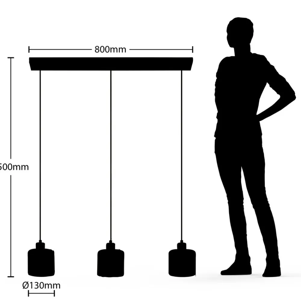 Lindby hengelampe Vella, transparent, glass, 83 cm, 3 lyskilder.