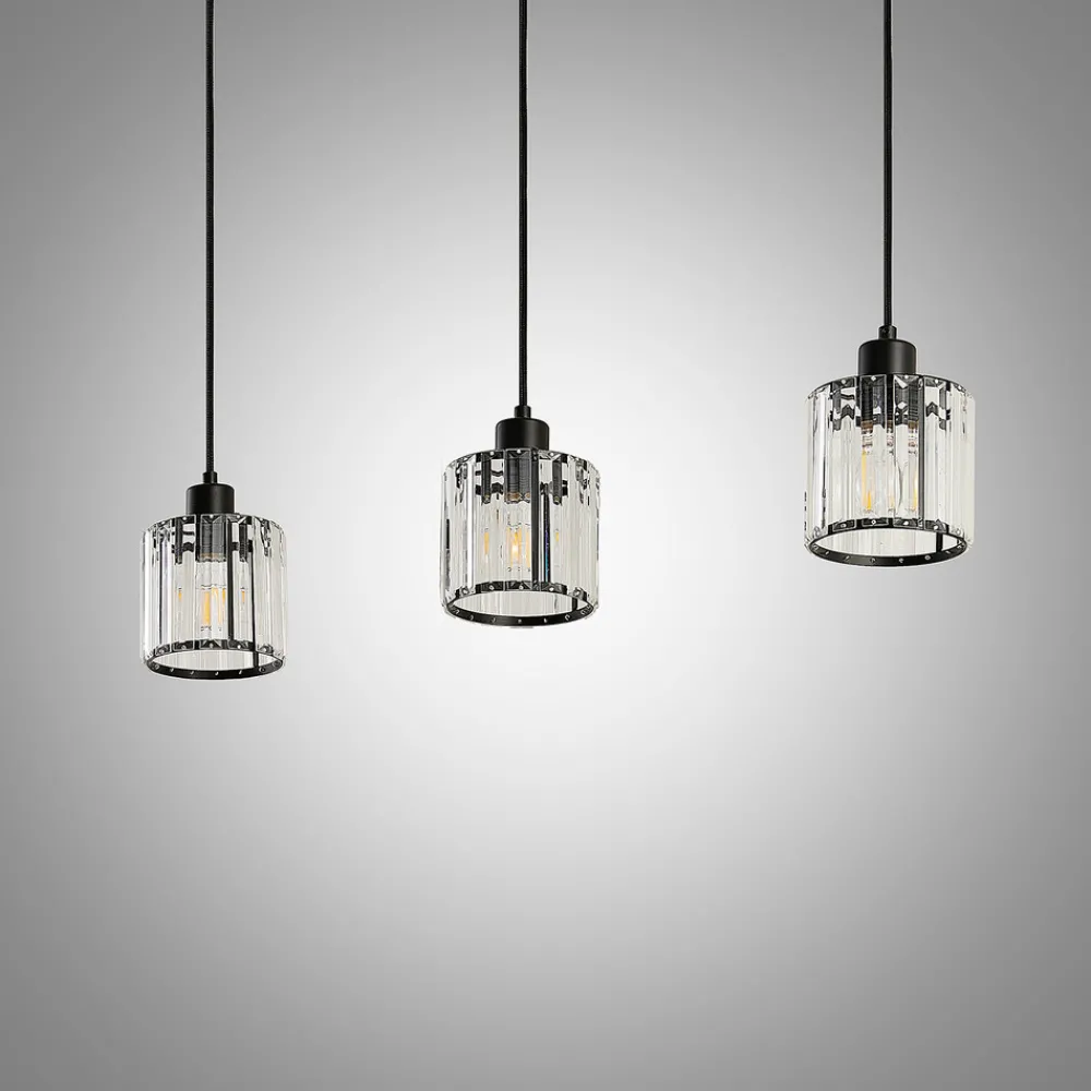 Lindby hengelampe Vella, transparent, glass, 83 cm, 3 lyskilder.